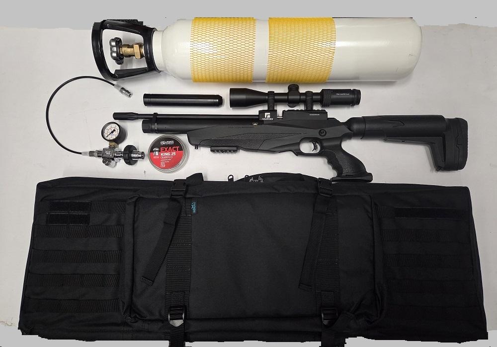 Reximex Tormenta 6,35mm 56 Joule KIT  ; Luchtbuks + 2x 10 Schots magazijn + Richtkijker 3-9x40 + Vulfles 7 Liter 300 Bar + Vulset 60cm slang + Geweertas + 350 pellets -4012-a